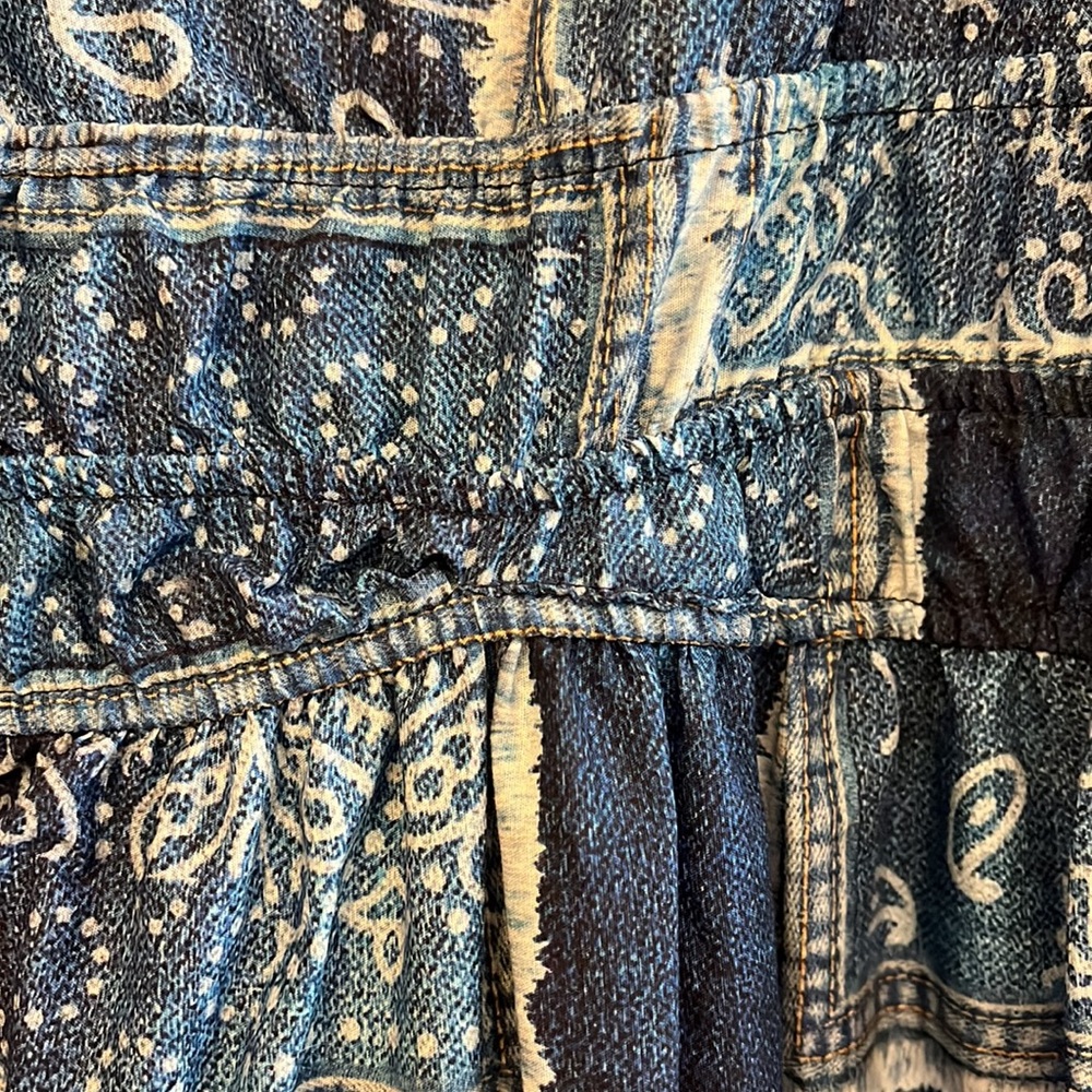 Anthropologie Somerset Maxi Dress New Faux Denim Patchwork Silver/Argent Size XL - Picture 6 of 6